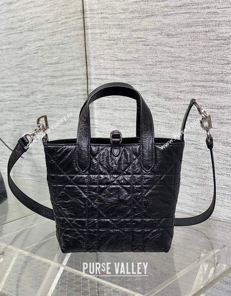 Dior Small Toujours Vertical Tote Bag in Crinkled Calfskin Black 2025 2835 (XXG-250207076)