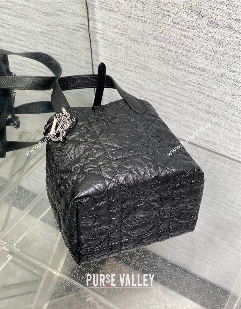 Dior Small Toujours Vertical Tote Bag in Crinkled Calfskin Black 2025 2835 (XXG-250207076)
