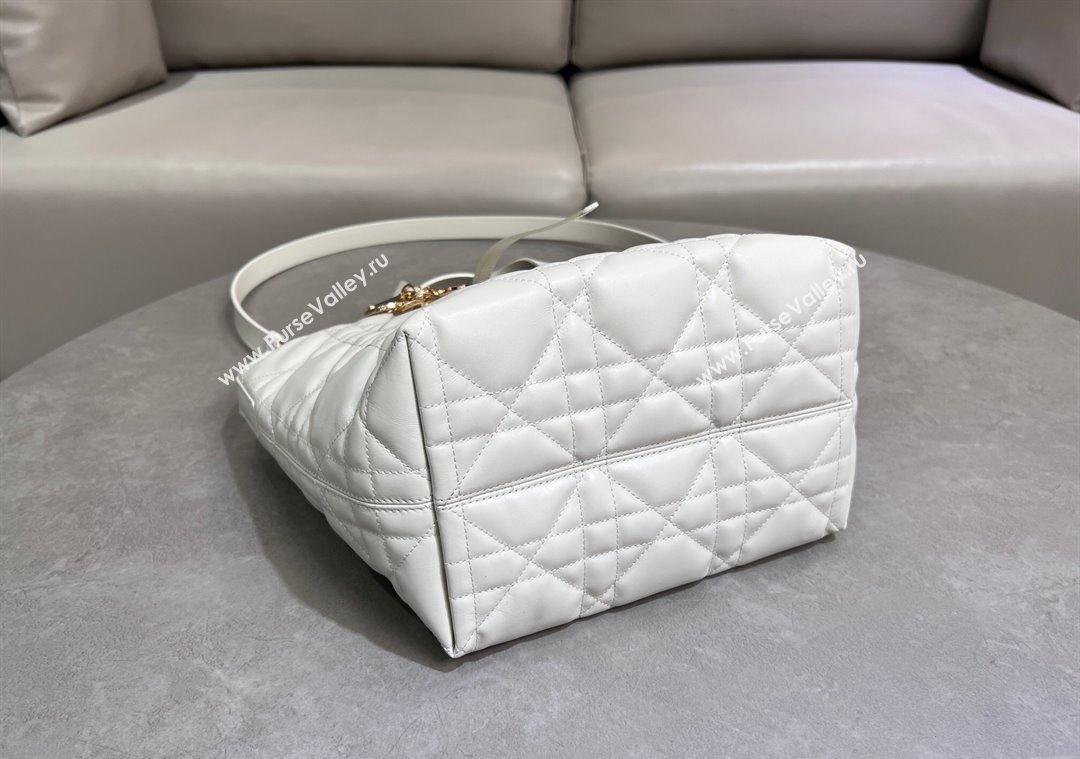 Dior Medium Toujours Vertical Tote Bag in Macrocannage Calfskin White 2025 2836 (XXG-250207080)