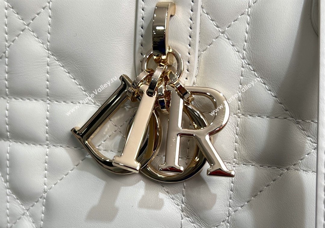 Dior Medium Toujours Vertical Tote Bag in Macrocannage Calfskin White 2025 2836 (XXG-250207080)