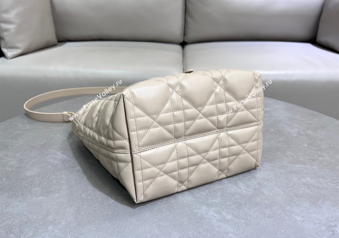 Dior Medium Toujours Vertical Tote Bag in Macrocannage Calfskin Powder Beige 2025 2836 (XXG-250207081)