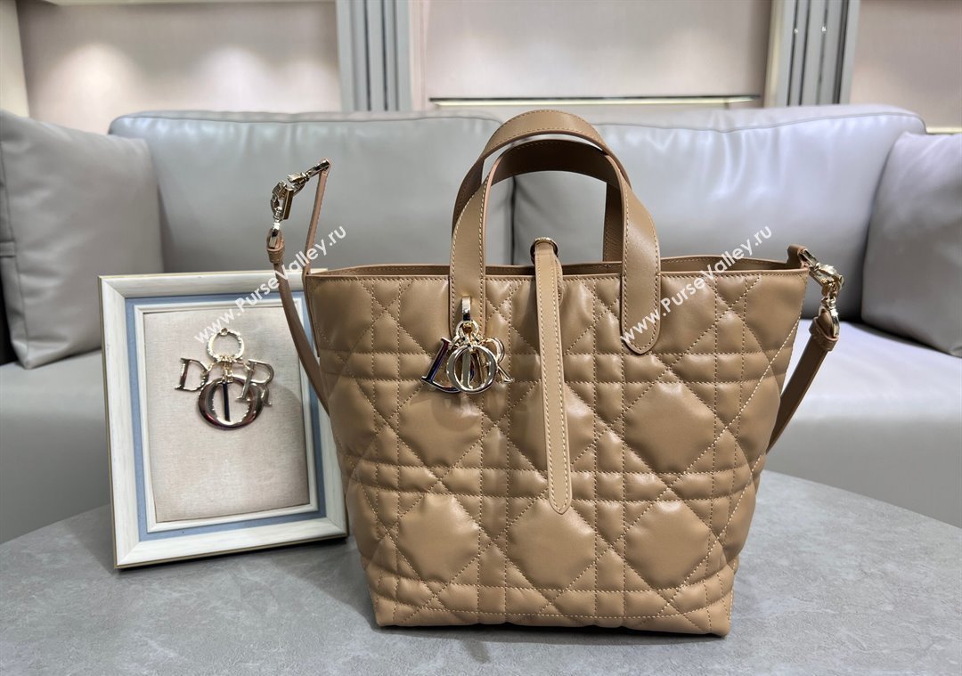 Dior Medium Toujours Vertical Tote Bag in Macrocannage Calfskin Tan Brown 2025 2836 (XXG-250207083)