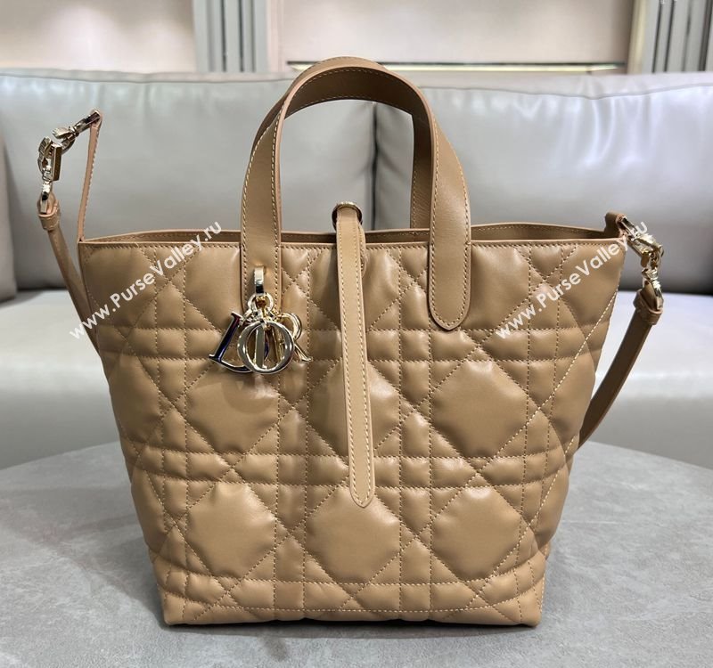 Dior Medium Toujours Vertical Tote Bag in Macrocannage Calfskin Tan Brown 2025 2836 (XXG-250207083)