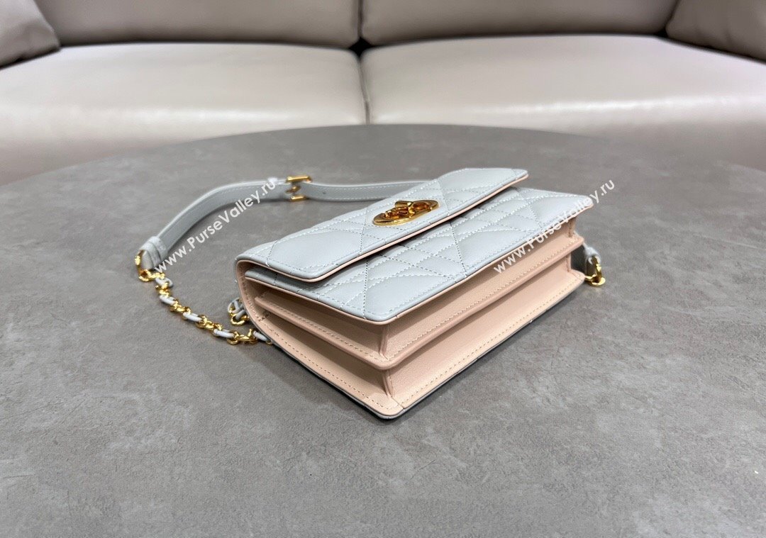 Dior Miss Caro Mini bag in Macrocannage Lambskin Cloud Grey/Pink 2025 M5169 (XXG-250208017)