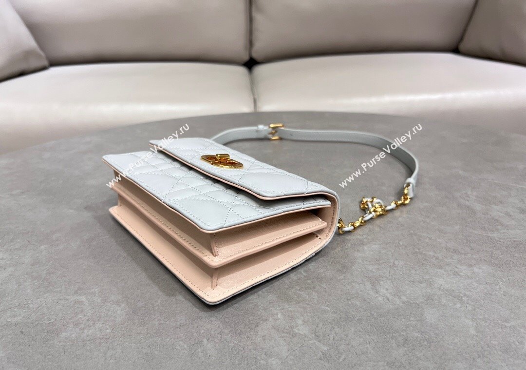 Dior Miss Caro Mini bag in Macrocannage Lambskin Cloud Grey/Pink 2025 M5169 (XXG-250208017)