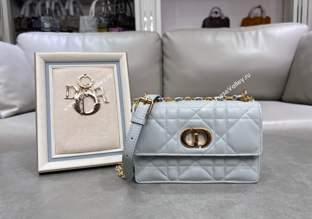 Dior Miss Caro Mini bag in Macrocannage Lambskin Cloud Grey/Pink 2025 M5169 (XXG-250208017)