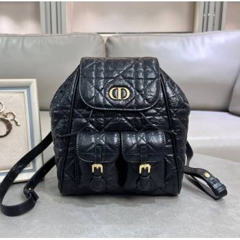Dior Medium Dior Caro Backpack Bag in Cinkled Calfskin Black 2025 6301 (XXG-250207069)