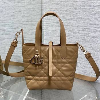 Dior Small Toujours Vertical Tote Bag in Macrocannage Calfskin Tan Brown 2025 2835 (XXG-250207070)
