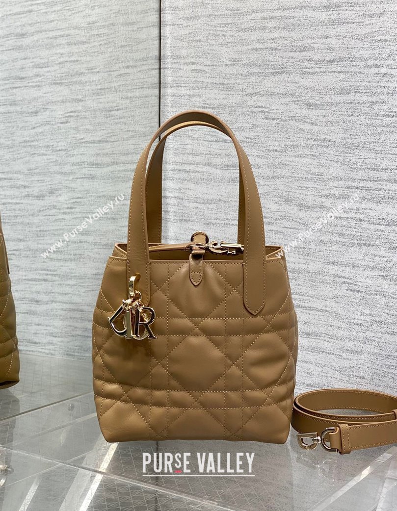 Dior Small Toujours Vertical Tote Bag in Macrocannage Calfskin Tan Brown 2025 2835 (XXG-250207070)