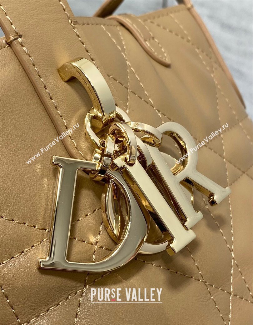 Dior Small Toujours Vertical Tote Bag in Macrocannage Calfskin Tan Brown 2025 2835 (XXG-250207070)