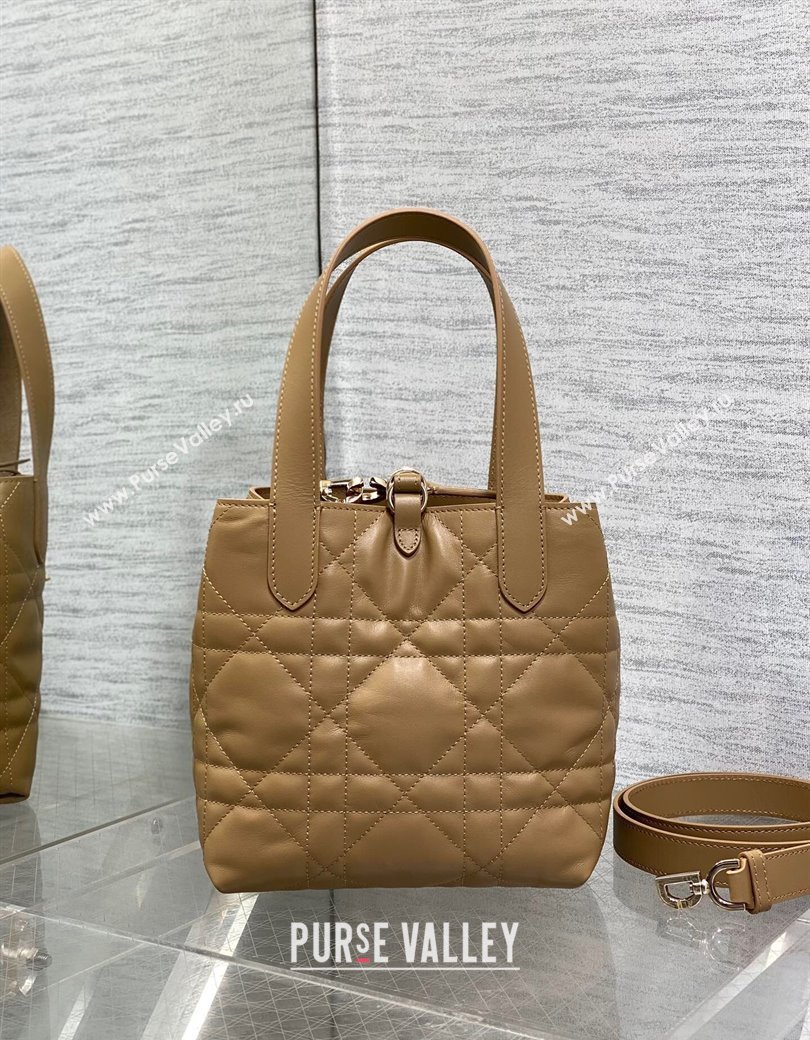 Dior Small Toujours Vertical Tote Bag in Macrocannage Calfskin Tan Brown 2025 2835 (XXG-250207070)