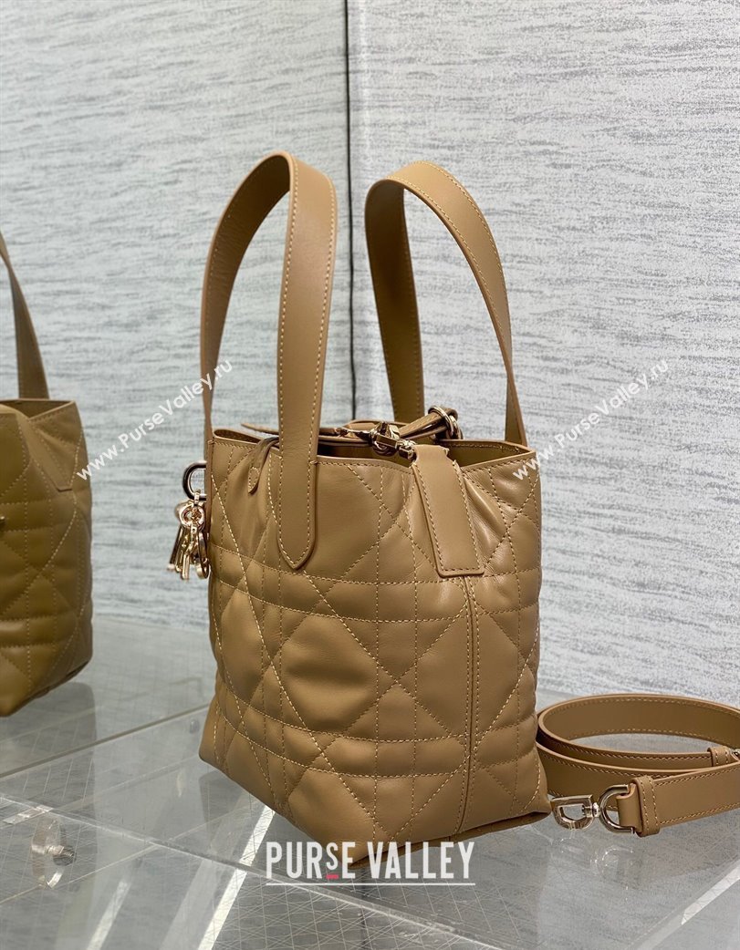 Dior Small Toujours Vertical Tote Bag in Macrocannage Calfskin Tan Brown 2025 2835 (XXG-250207070)