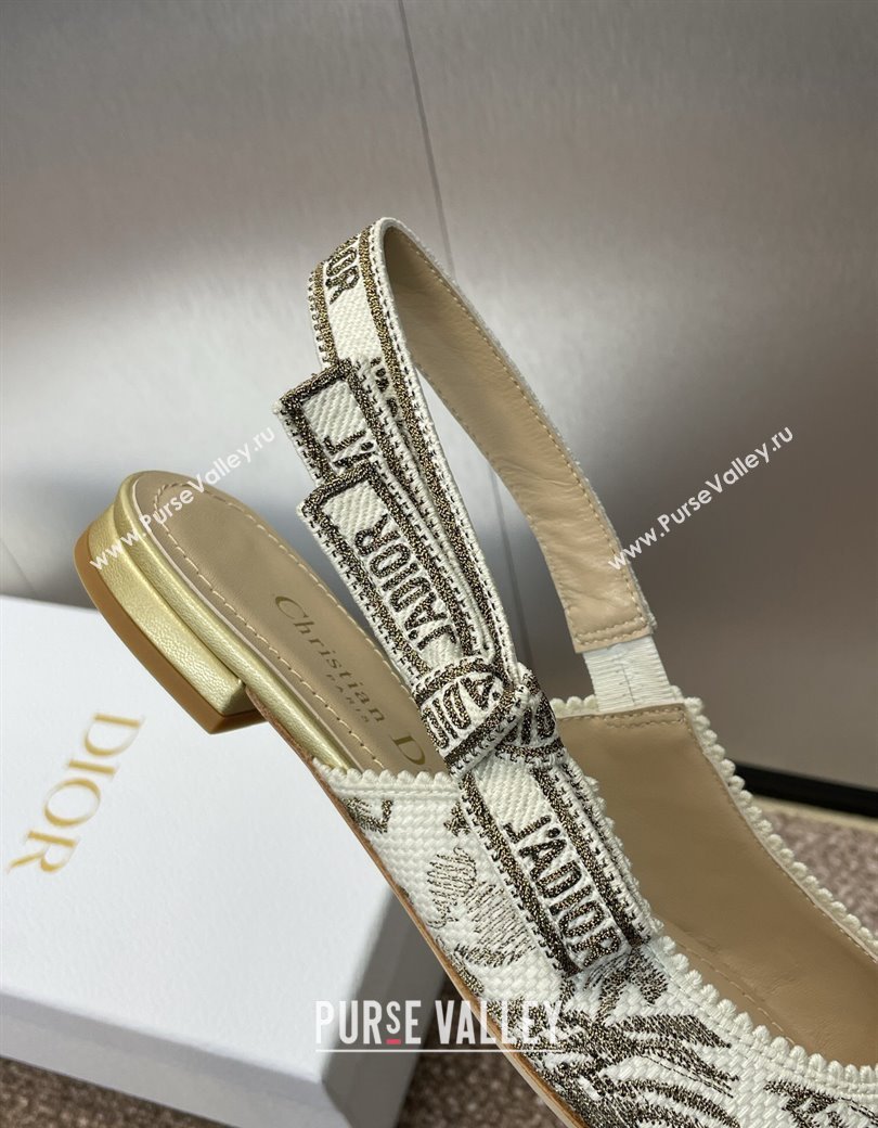 Dior JAdior Slingback Ballet Flats in White and Gold-Tone Millefiori Jacquard 2025 0220 (JC-250220064)