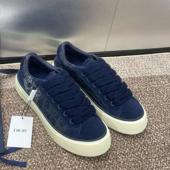 Travis x Dior B33 Low-top Sneakers in Printed Oblique and Suede Navy Blue 2025 (JC-250220085)