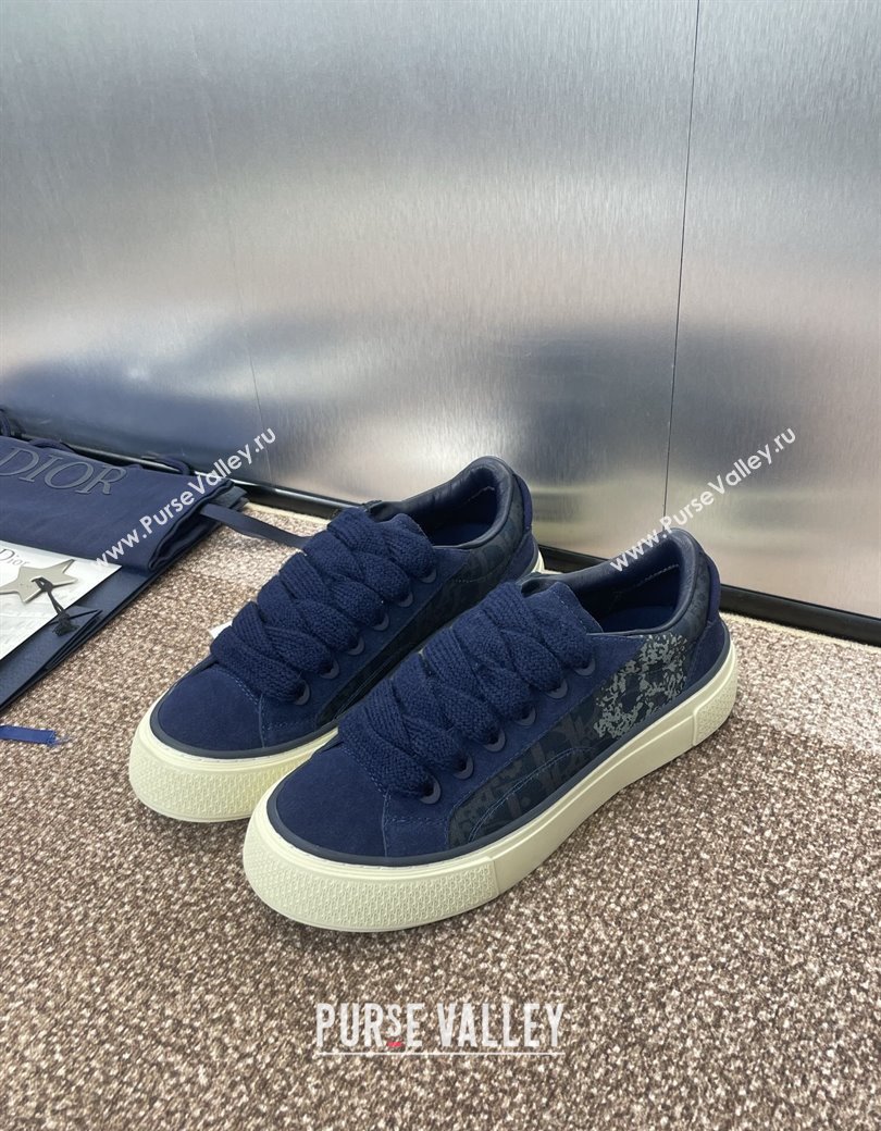 Travis x Dior B33 Low-top Sneakers in Printed Oblique and Suede Navy Blue 2025 (JC-250220085)