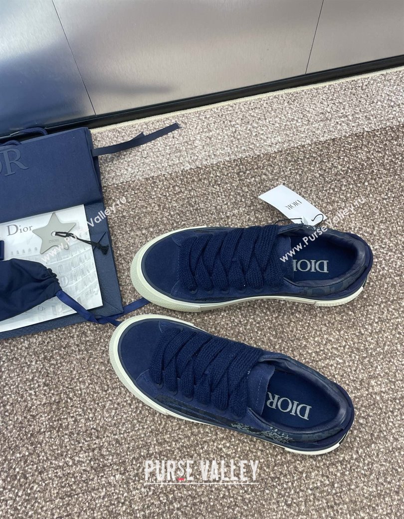 Travis x Dior B33 Low-top Sneakers in Printed Oblique and Suede Navy Blue 2025 (JC-250220085)