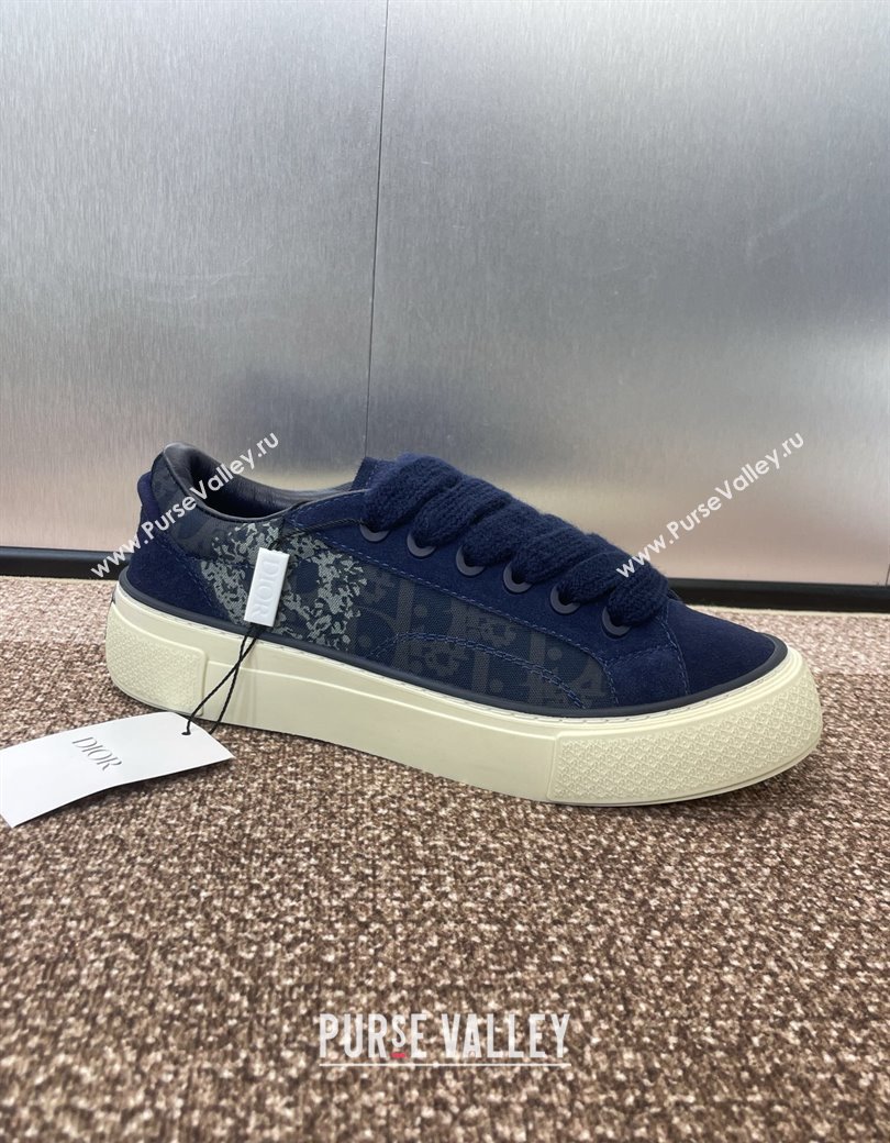 Travis x Dior B33 Low-top Sneakers in Printed Oblique and Suede Navy Blue 2025 (JC-250220085)