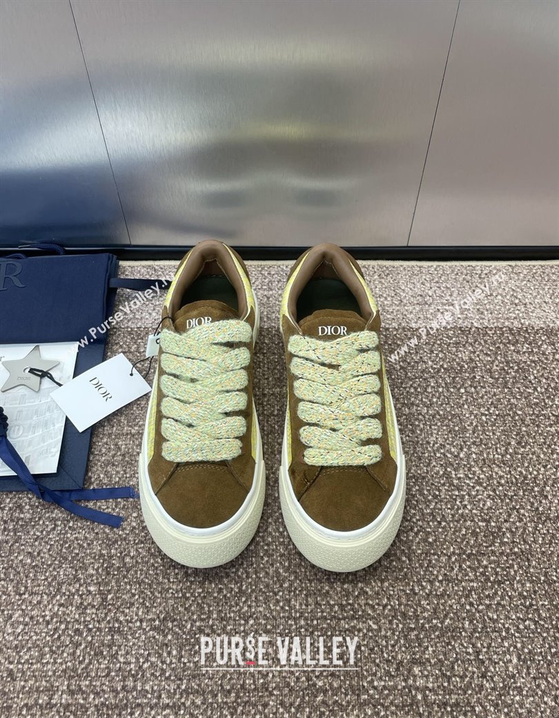 Travis x Dior B33 Low-top Sneakers in Oblique Jacquard and Suede Yellow/Brown 2025 (JC-250220086)