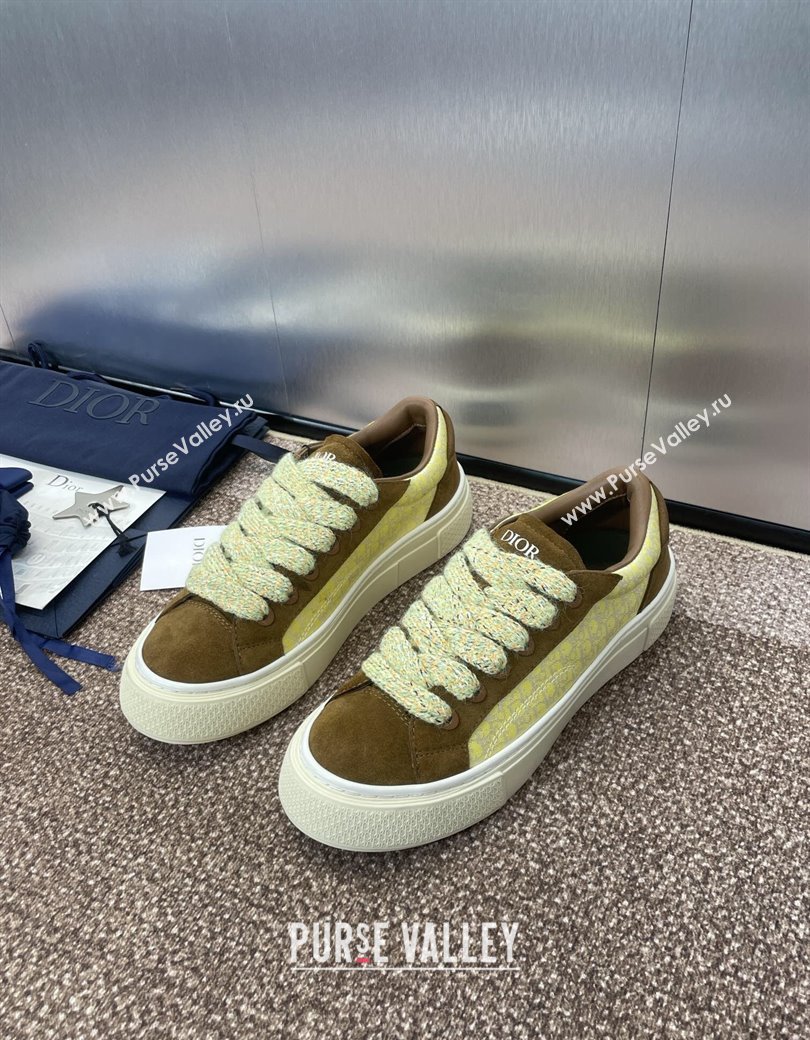 Travis x Dior B33 Low-top Sneakers in Oblique Jacquard and Suede Yellow/Brown 2025 (JC-250220086)