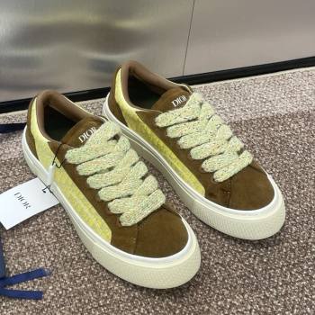 Travis x Dior B33 Low-top Sneakers in Oblique Jacquard and Suede Yellow/Brown 2025 (JC-250220086)