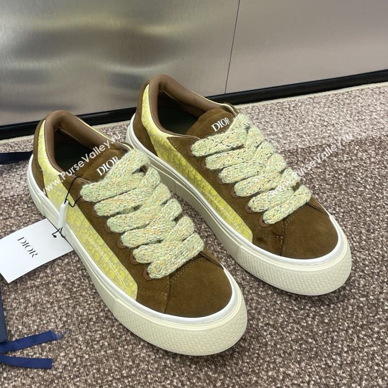Travis x Dior B33 Low-top Sneakers in Oblique Jacquard and Suede Yellow/Brown 2025 (JC-250220086)
