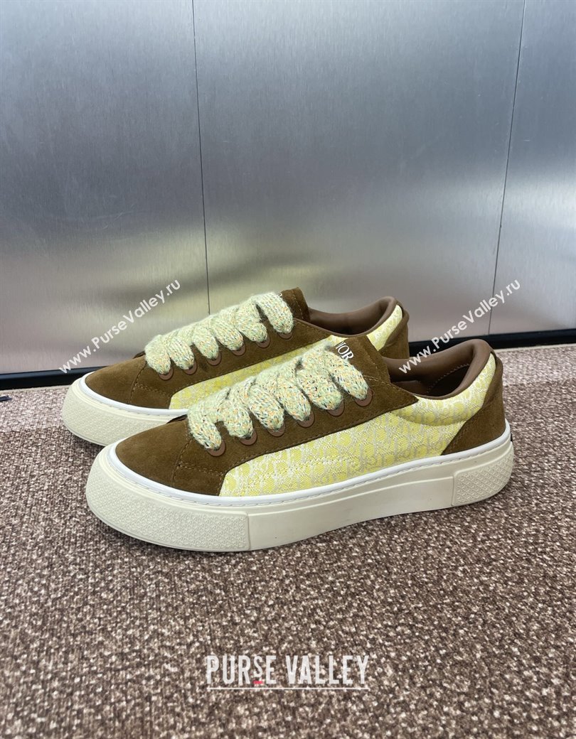Travis x Dior B33 Low-top Sneakers in Oblique Jacquard and Suede Yellow/Brown 2025 (JC-250220086)