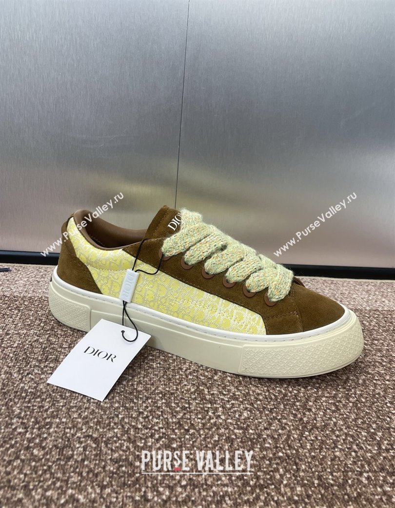 Travis x Dior B33 Low-top Sneakers in Oblique Jacquard and Suede Yellow/Brown 2025 (JC-250220086)