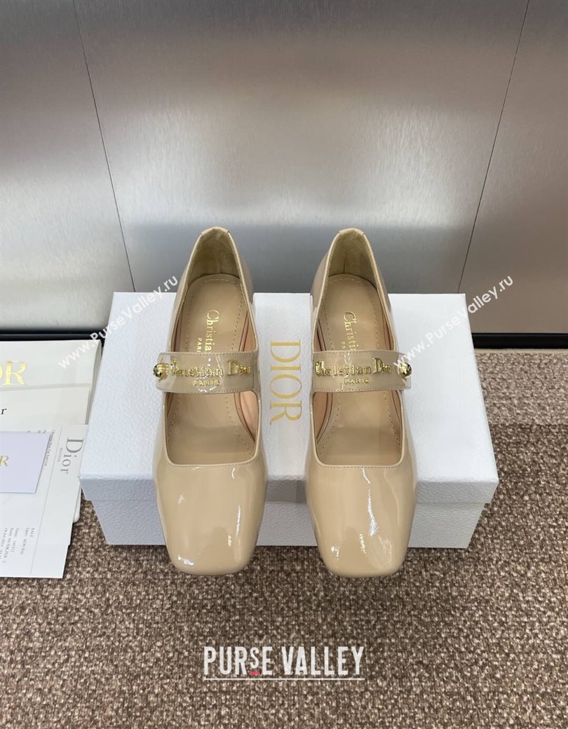 Dior D-Lane Mary Janes Pumps 3.5cm in Patent Calfskin Nude 2025 (JC-250220053)