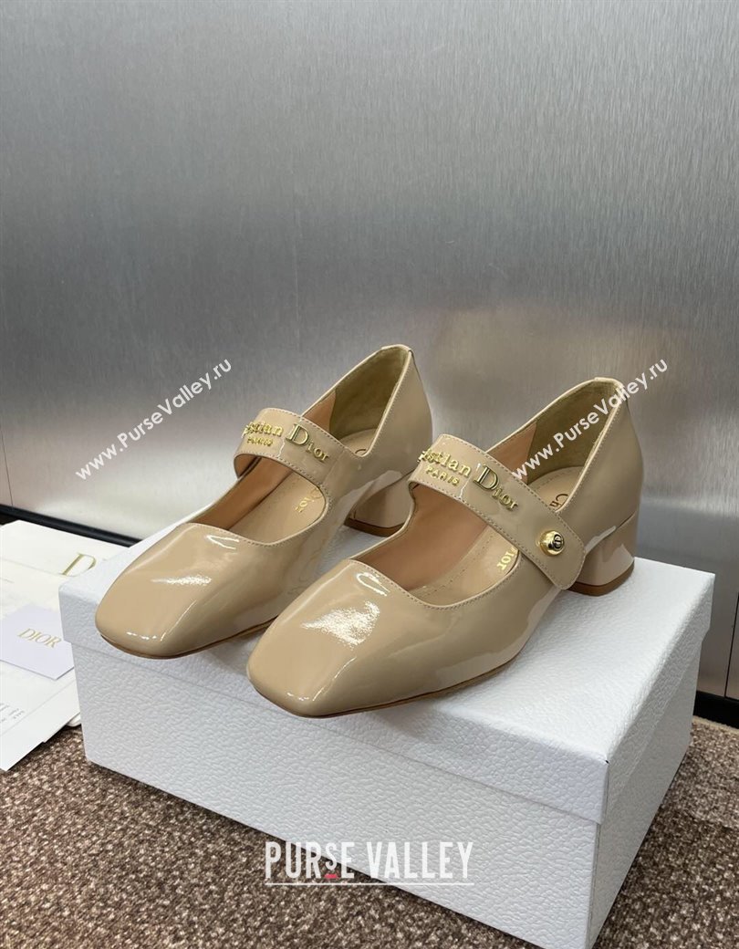 Dior D-Lane Mary Janes Pumps 3.5cm in Patent Calfskin Nude 2025 (JC-250220053)