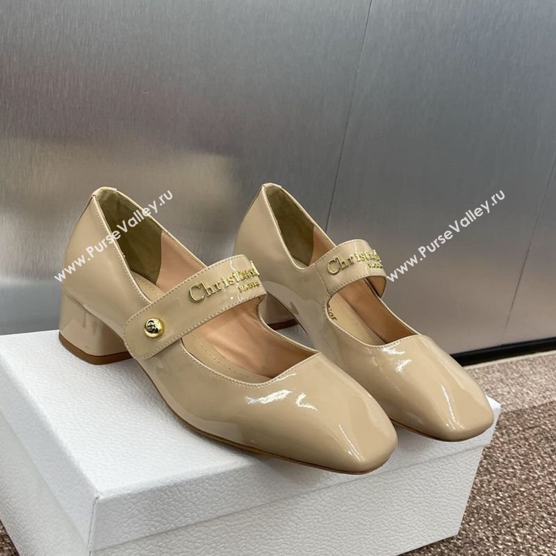 Dior D-Lane Mary Janes Pumps 3.5cm in Patent Calfskin Nude 2025 (JC-250220053)