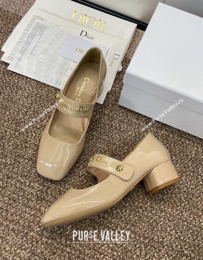 Dior D-Lane Mary Janes Pumps 3.5cm in Patent Calfskin Nude 2025 (JC-250220053)