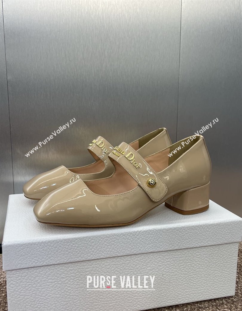 Dior D-Lane Mary Janes Pumps 3.5cm in Patent Calfskin Nude 2025 (JC-250220053)