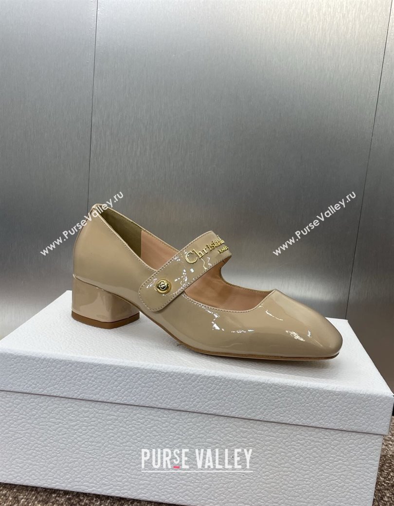Dior D-Lane Mary Janes Pumps 3.5cm in Patent Calfskin Nude 2025 (JC-250220053)