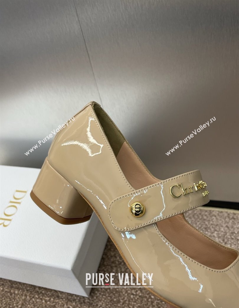 Dior D-Lane Mary Janes Pumps 3.5cm in Patent Calfskin Nude 2025 (JC-250220053)