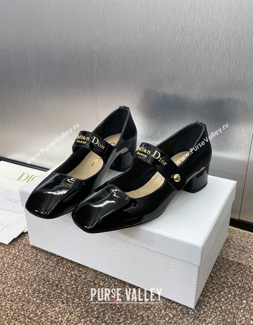 Dior D-Lane Mary Janes Pumps 3.5cm in Patent Calfskin Black 2025 (JC-250220054)