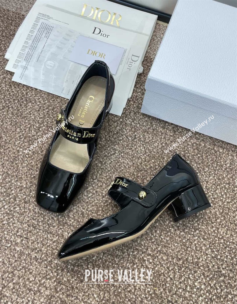 Dior D-Lane Mary Janes Pumps 3.5cm in Patent Calfskin Black 2025 (JC-250220054)