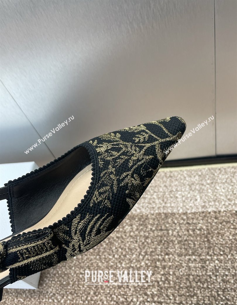 Dior JAdior Slingback Ballet Flats in Black and Gold-Tone Millefiori Jacquard 2025 0220 (JC-250220061)
