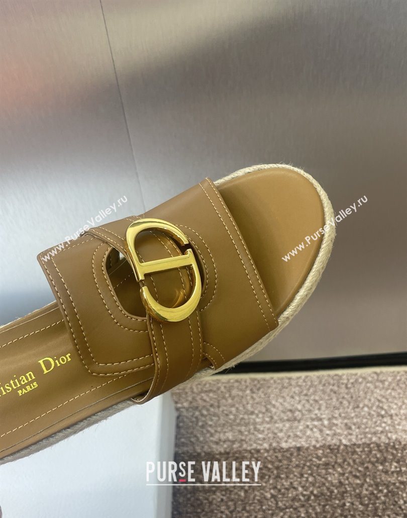 Dior 30 Montaigne Wedge Slides Sandal 7cm in Calfskin Leather Beige 2025 (JC-250605026)
