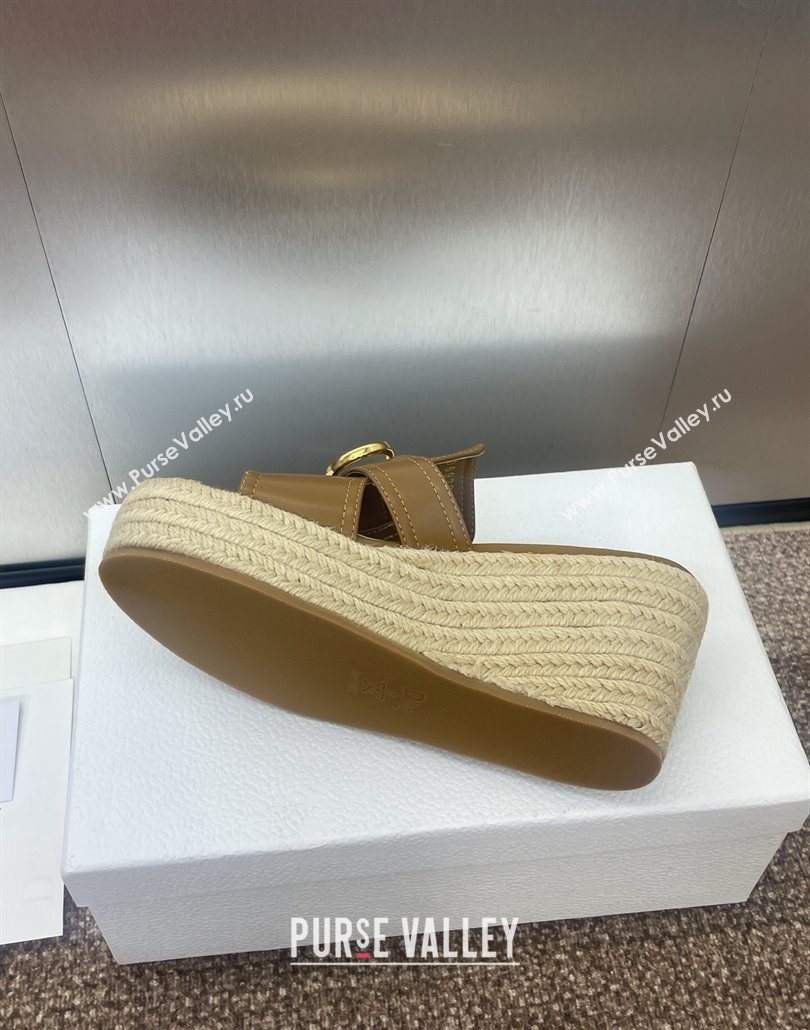 Dior 30 Montaigne Wedge Slides Sandal 7cm in Calfskin Leather Beige 2025 (JC-250605026)