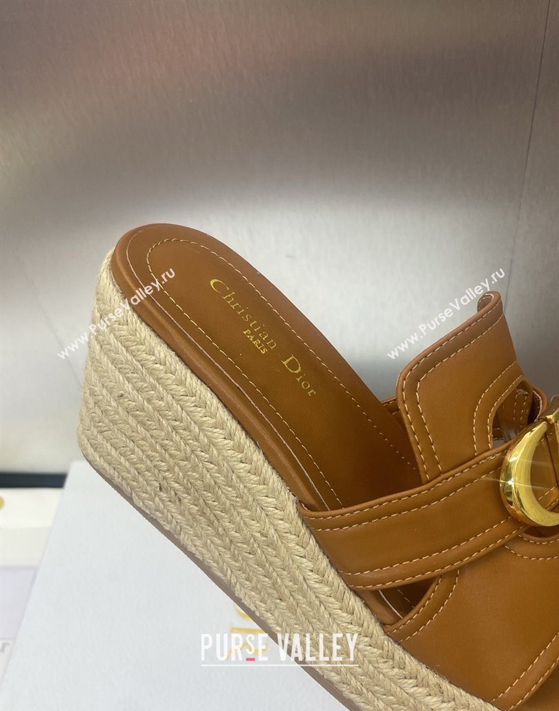 Dior 30 Montaigne Wedge Slides Sandal 7cm in Calfskin Leather Brown 2025 (JC-250605027)