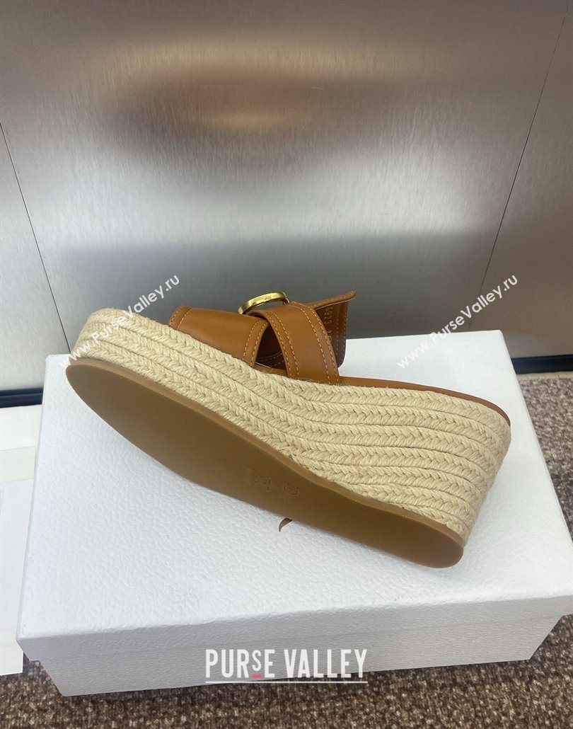 Dior 30 Montaigne Wedge Slides Sandal 7cm in Calfskin Leather Brown 2025 (JC-250605027)