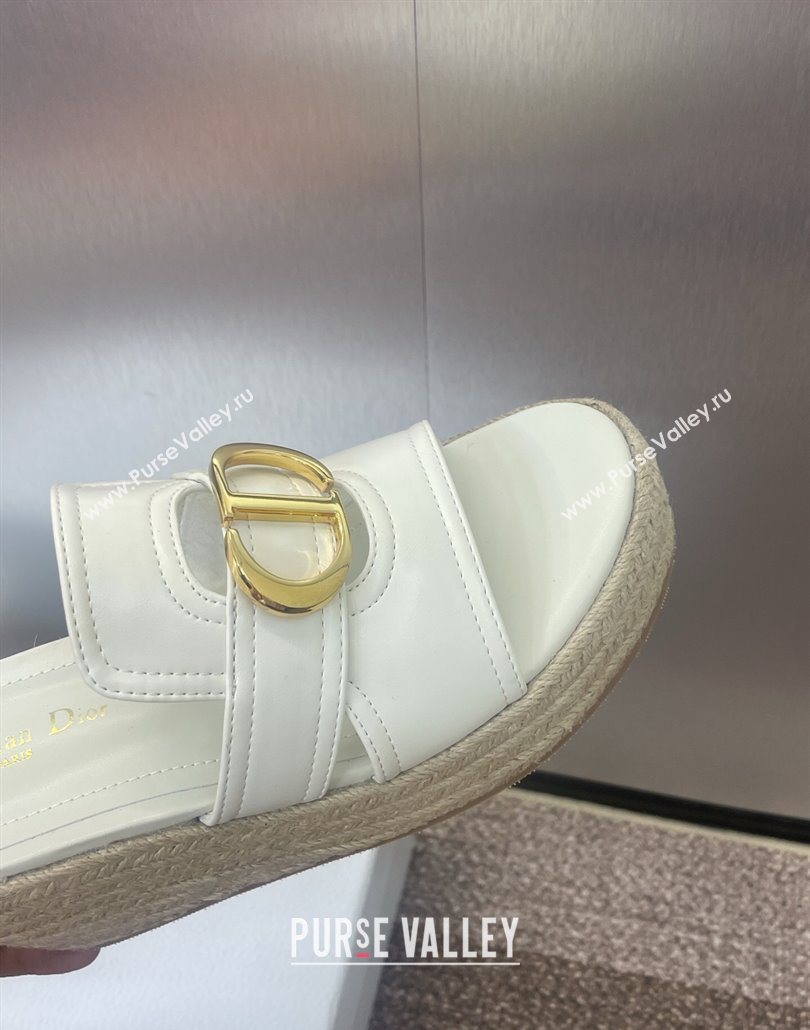 Dior 30 Montaigne Wedge Slides Sandal 7cm in Calfskin Leather White 2025 (JC-250605029)