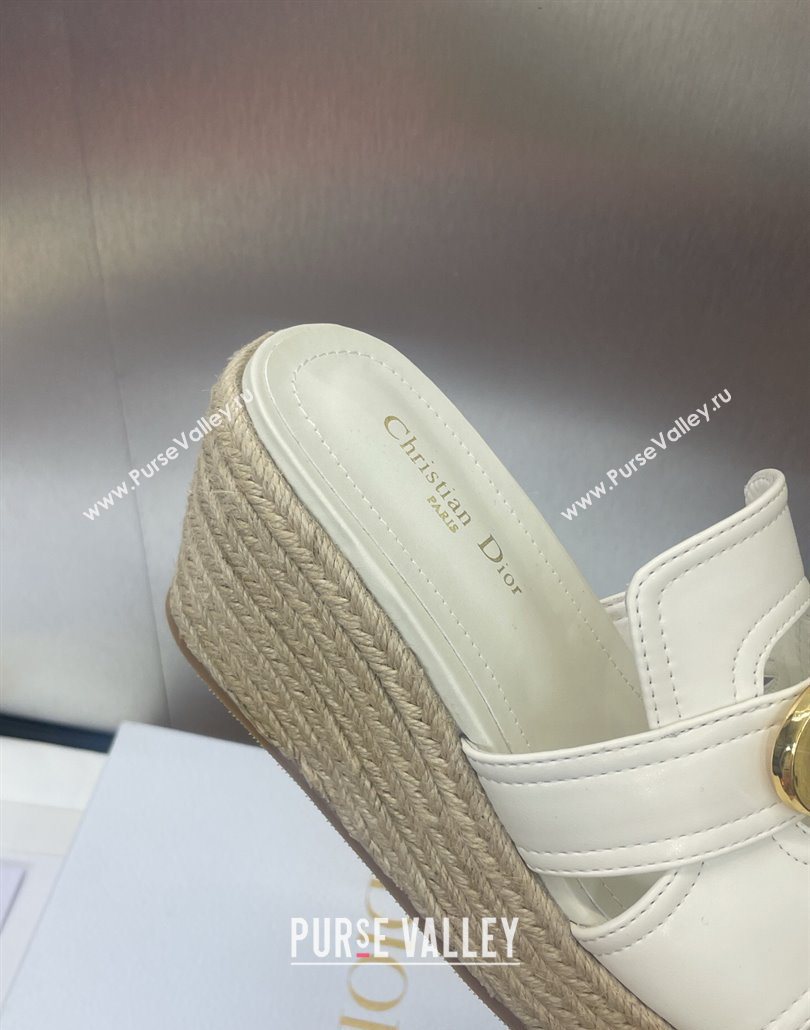 Dior 30 Montaigne Wedge Slides Sandal 7cm in Calfskin Leather White 2025 (JC-250605029)