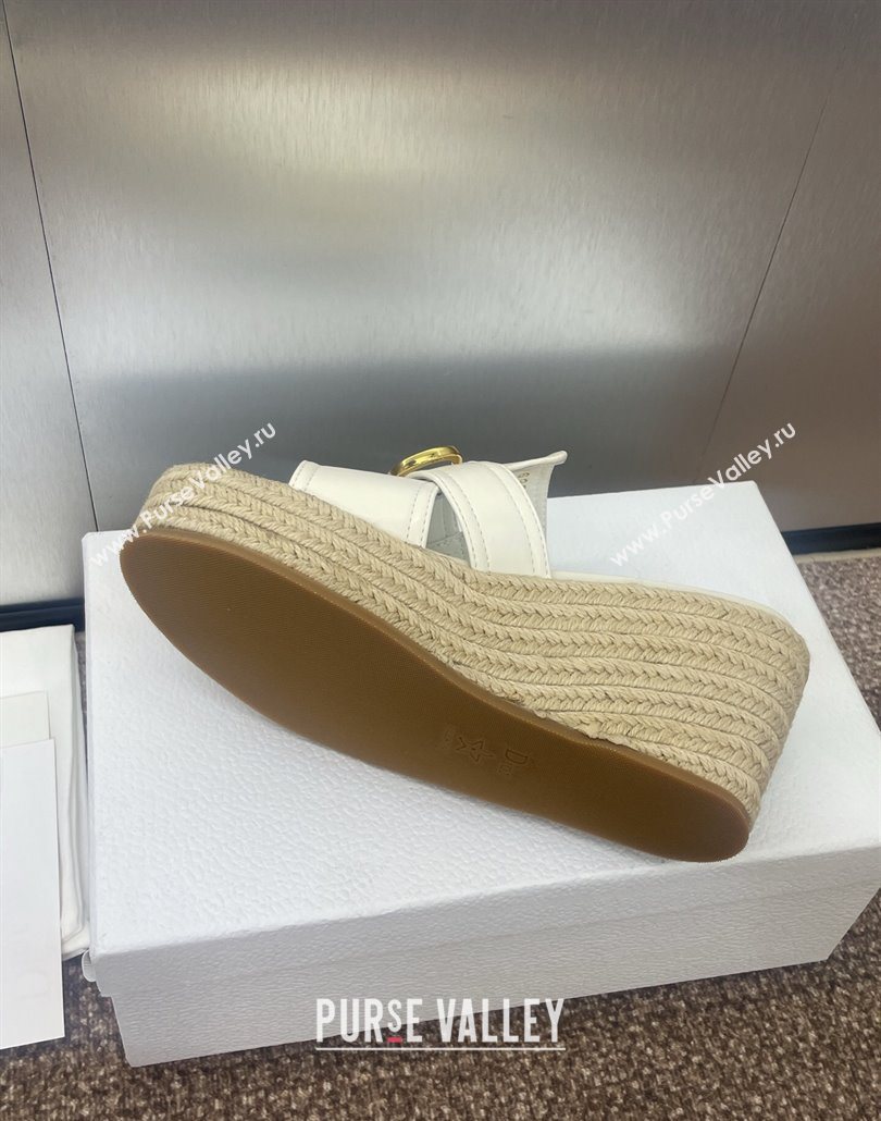 Dior 30 Montaigne Wedge Slides Sandal 7cm in Calfskin Leather White 2025 (JC-250605029)