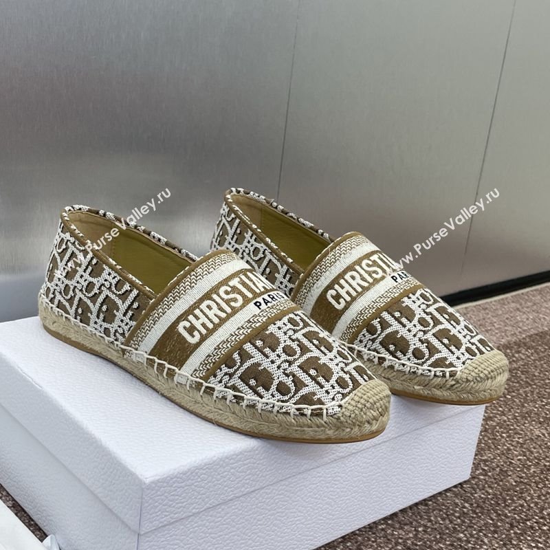 Dior Granville Espadrilles Flat in Oblique Embroidered Cotton Brown 2025 0605 (JC-250605037)