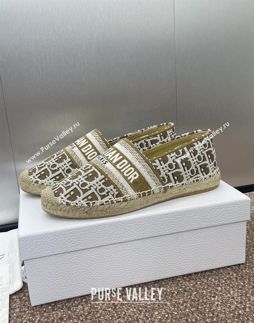 Dior Granville Espadrilles Flat in Oblique Embroidered Cotton Brown 2025 0605 (JC-250605037)