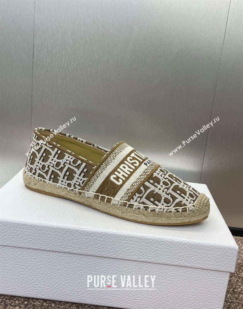 Dior Granville Espadrilles Flat in Oblique Embroidered Cotton Brown 2025 0605 (JC-250605037)
