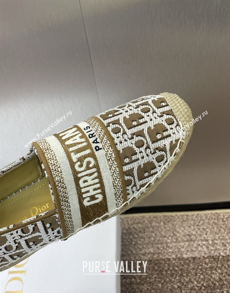 Dior Granville Espadrilles Flat in Oblique Embroidered Cotton Brown 2025 0605 (JC-250605037)