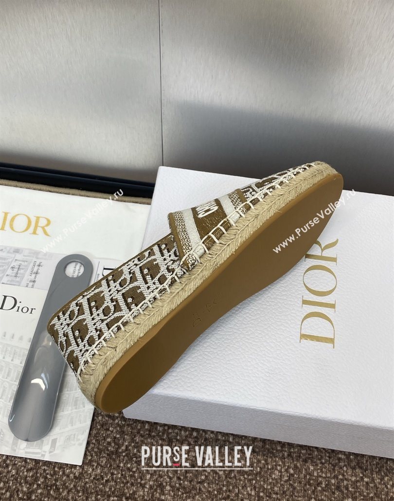Dior Granville Espadrilles Flat in Oblique Embroidered Cotton Brown 2025 0605 (JC-250605037)