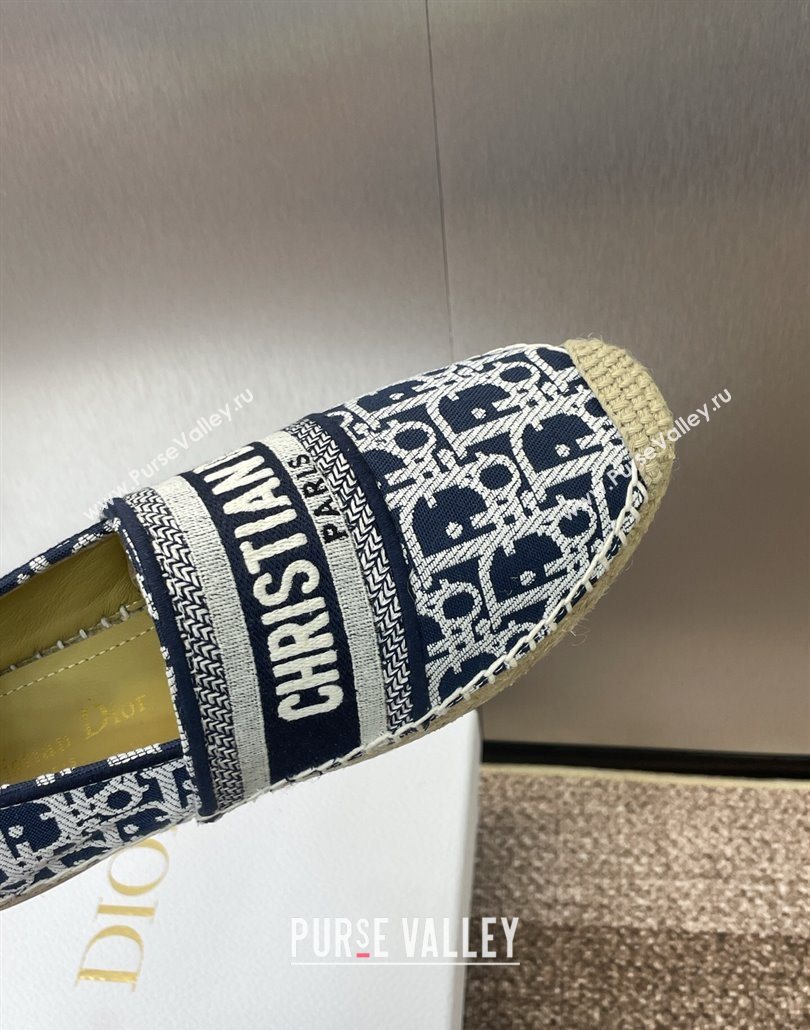 Dior Granville Espadrilles Flat in Oblique Embroidered Cotton Navy Blue 2025 0605 (JC-250605038)